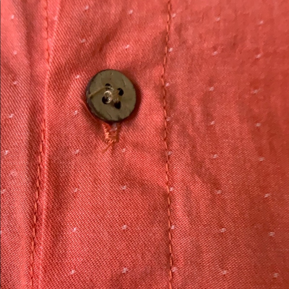 Salmon pin dot button down boys size 7 - Picture 4 of 6